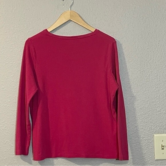 Talbots Woman 100% cotton long sleeved tee in deep pink. Women’s 1X - Picture 4 of 5